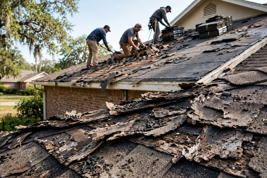 Aging worn shingle roof ready for replacement